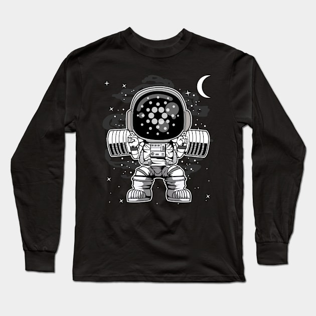 Astronaut Lifting Cardano ADA Coin To The Moon Crypto Token Cryptocurrency Blockchain Wallet Birthday Gift For Men Women Kids Long Sleeve T-Shirt by Thingking About